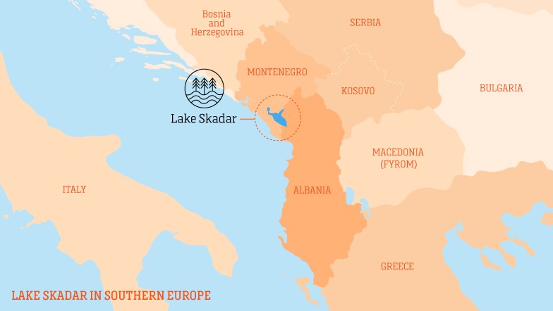 Mappa lago di Scutari